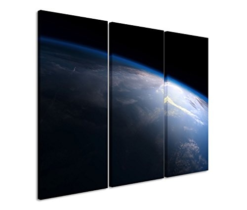 Modernes Bild 3 teilig je 40x90cm Künstlerische Fotografie - Planet Erde aus dem Weltall