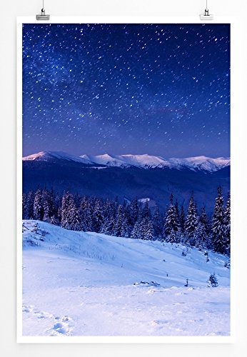Best for home Artprints - Art - Milchstraße über den Winterbergen Ukraine- Fotodruck in gestochen scharfer Qualität