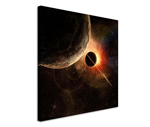 Modernes Bild 80x80cm Bild - Planeten bei Sonnenaufgang