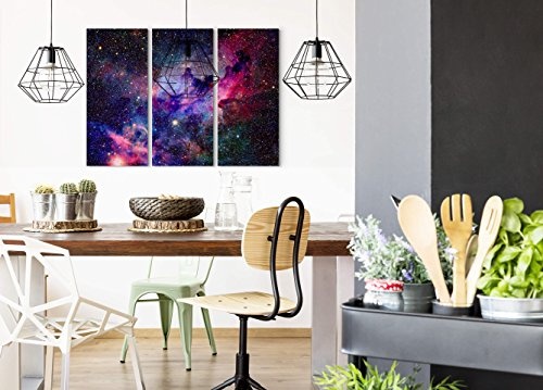 3 teiliges Wandbild Gesamtgröße 130x90cm Nebel und Galaxien im Weltraum