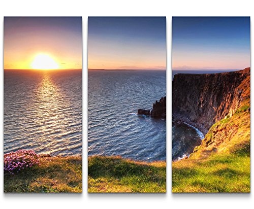 3 teiliges Wandbild Gesamtgröße 130x90cm Cliffs of Moher - Sonnenuntergang