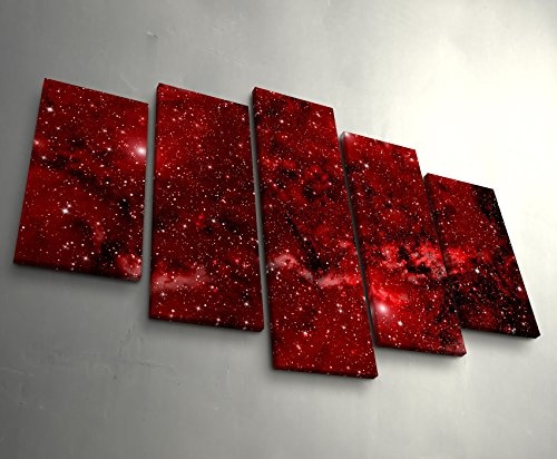 5 teiliges Wandbild auf Leinwand (Gesamtmaß: 150x100cm) rotes Universum