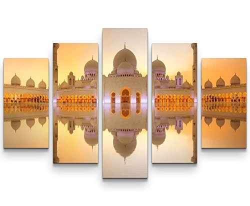 5 teiliges Wandbild auf Leinwand (Gesamtmaß: 150x100cm) Scheich-Zayid-Moschee in Abu Dhabi