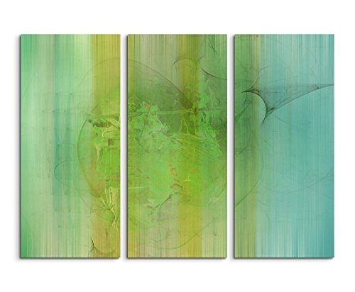 130x90 cm 3teiliges Leinwandbild Fotoleinwand grün blau türkis gemalt Abstraktes Bild mit tollen FarbenI Für alle Kunstfreunde!