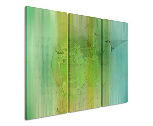 130x90 cm 3teiliges Leinwandbild Fotoleinwand grün blau türkis gemalt Abstraktes Bild mit tollen FarbenI Für alle Kunstfreunde!