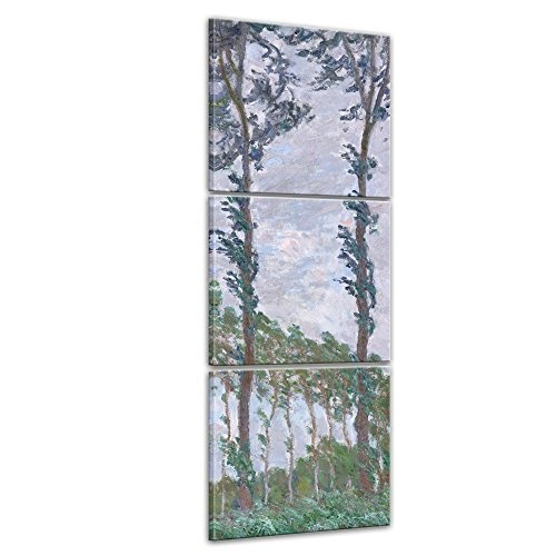 Wandbild Claude Monet Pappel, Wind - 30x90cm hochkant mehrteilig - Alte Meister Berühmte Gemälde Leinwandbild Kunstdruck Bild auf Leinwand