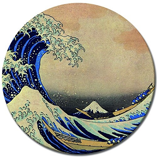 Wandbild Katsushika Hokusai Die große Welle vor Kanagawa - 40 cm rund - Alte Meister Berühmte Gemälde Leinwandbild Kunstdruck Bild auf Leinwand