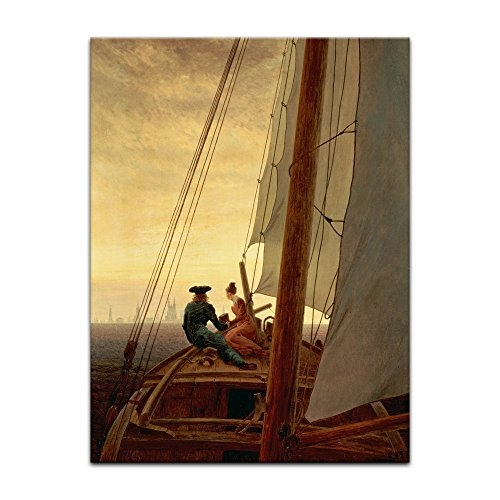 Leinwandbild Caspar David Friedrich Auf dem Segler - 40x50cm hochkant - Wandbild Alte Meister Kunstdruck Bild auf Leinwand Berühmte Gemälde