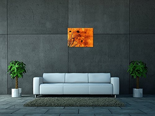 Wandbild - Blumen Grunge IV - Bild auf Leinwand - 50x40 cm einteilig - Leinwandbilder - Pflanzen & Blumen - braune Grafik mit Rankmotiv