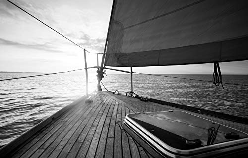 Fototapete selbstklebend Yacht auf See V - schwarz weiß 310x200 cm - Wandtapete - Poster - Dekoration - Wandbild - Wandposter - Bild - Wandbilder - Wanddeko