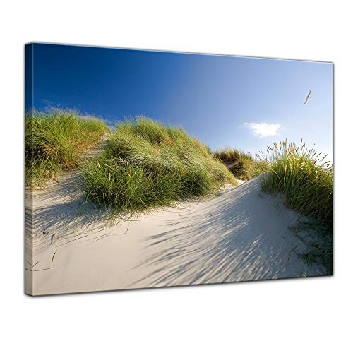 Keilrahmenbild Dünengräser - Bild auf Leinwand - 120x90 cm LeinKeilrahmenbilder Urlaub, Sonne & Meer Nordsee Dünen mit Strandgräsern - Idylle - Erholung