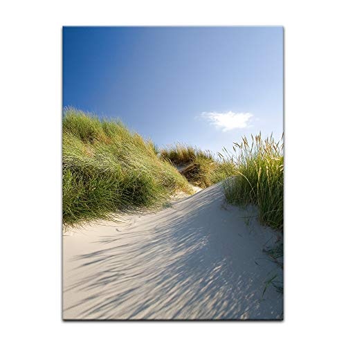Keilrahmenbild Dünengräser - Bild auf Leinwand - 90x120 cm LeinKeilrahmenbilder Urlaub, Sonne & Meer Nordsee Dünen mit Strandgräsern - Idylle - Erholung