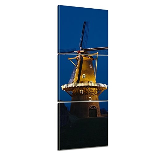 Wandbild - Windmühle am Abend - Bild auf Leinwand -...