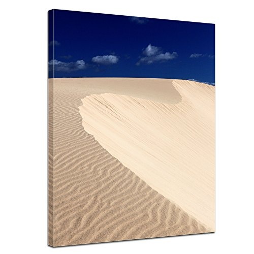 Keilrahmenbild - Sanddüne II - Bild auf Leinwand - 90 x 120 cm - Leinwandbilder - Bilder als Leinwanddruck - Landschaften - Natur - Sonne - Wüste - Blauer Himmel