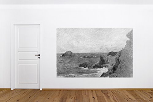 Bilderdepot24 Vlies Fototapete Paul Gauguin - Alte Meister - Felsige Meerküste - schwarz Weiss - 155x100 cm - mit Kleister - Poster - Foto auf Tapete - Wandbild - Wandtapete - Vliestapete