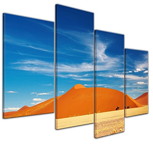 Wandbild - Wüste - Namibia - Bild auf Leinwand - 120x80 cm vierteilig - Leinwandbilder - Landschaften - Namib-Nauklut-Nationalark - Dünenlandschaft