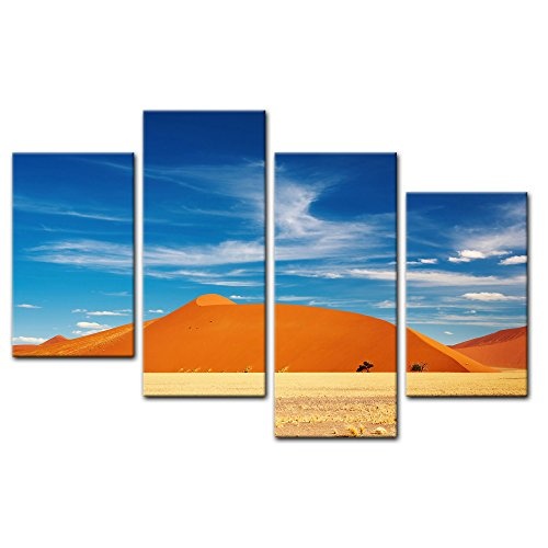 Wandbild - Wüste - Namibia - Bild auf Leinwand - 120x80 cm vierteilig - Leinwandbilder - Landschaften - Namib-Nauklut-Nationalark - Dünenlandschaft
