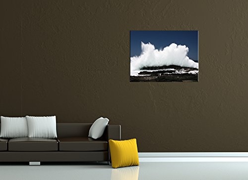 Keilrahmenbild - Welle - Bild auf Leinwand - 120x90 cm - Leinwandbilder - Landschaften - Meer - Brandung - Felsenküste - Gischt