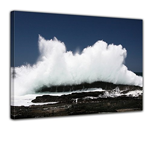 Keilrahmenbild - Welle - Bild auf Leinwand - 120x90 cm - Leinwandbilder - Landschaften - Meer - Brandung - Felsenküste - Gischt