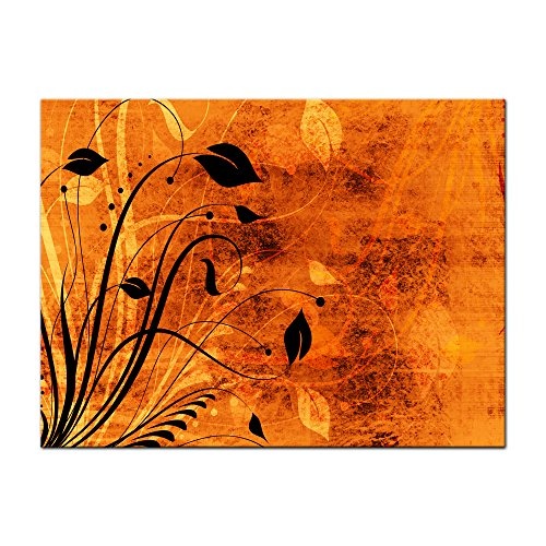 Wandbild - Blumen Grunge IV - Bild auf Leinwand - 80x60 cm einteilig - Leinwandbilder - Pflanzen & Blumen - braune Grafik mit Rankmotiv