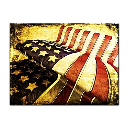 Wandbild - Stars and Stripes - USA Flagge - Bild auf Leinwand - 80x60 cm 1 teilig - Leinwandbilder - Urban & Graphic - Amerika - Vereinigte Staaten - Sternenbanner - Grunge
