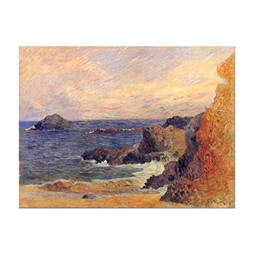 Leinwandbild Paul Gauguin Felsige Meerküste - 50x40cm quer - Wandbild Alte Meister Kunstdruck Bild auf Leinwand Berühmte Gemälde