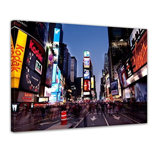 Wandbild - Times Square by Night - Bild auf Leinwand - 80x60 cm einteilig - Leinwandbilder - Städte & Kulturen - New York - Theaterviertel von Manhattan