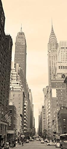 Türtapete selbstklebend Manhattan Street View 90 x 200 cm - einteilig Türaufkleber Türfolie Türposter - New York City Hudson River Big Apple Empire State Building Time Square Broadway Stadt