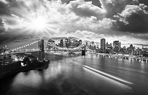 Bilderdepot24 Vlies Fototapete - New York - schwarz Weiss - 155x100 cm - mit Kleister - Poster - Foto auf Tapete - Wandbild - Wandtapete - Vliestapete