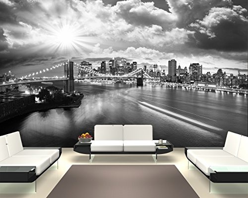 Bilderdepot24 Vlies Fototapete - New York - schwarz Weiss - 155x100 cm - mit Kleister - Poster - Foto auf Tapete - Wandbild - Wandtapete - Vliestapete