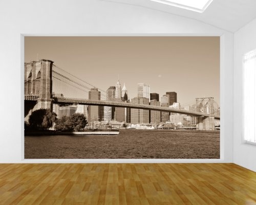 Bilderdepot24 Vlies Fototapete - New York Bridge - USA - sephia - Sepia - 360x230 cm - mit Kleister - Poster - Foto auf Tapete - Wandbild - Wandtapete - Vliestapete