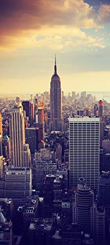 Bilderdepot24 Türtapete selbstklebend New York City II Vintage 90 x 200 cm - einteilig Türaufkleber Türfolie Türposter - Manhattan Skyline Stadt Stadtbild City USA Amerika