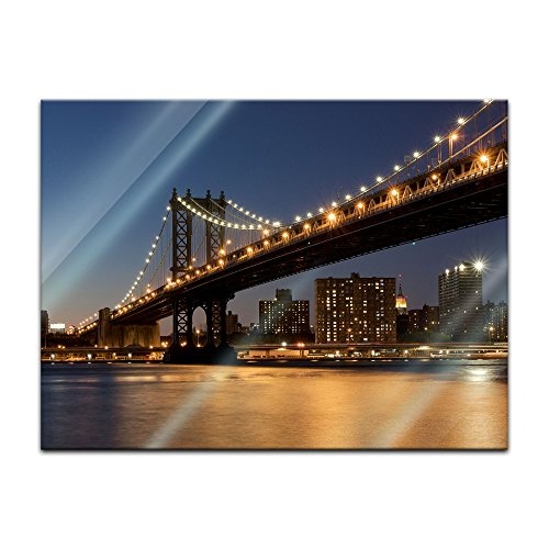 Glasbild - New York Bridge - 80 x 60 cm - Deko Glas -...