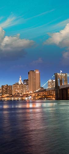 Bilderdepot24 Türtapete selbstklebend New York VI 90 x 200 cm - einteilig Türaufkleber Türfolie Türposter - Big Apple Brooklyn Bridge Manhattan Millionenstadt Skyline