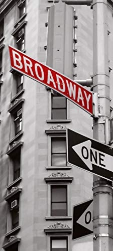Bilderdepot24 Türtapete selbstklebend Broadway Straßenschild 90 x 200 cm - einteilig Türaufkleber Türfolie Türposter - New York City Theater Schild Straße berühmt USA