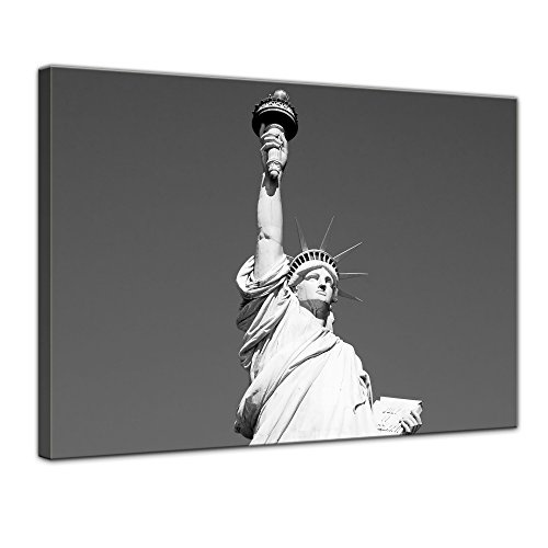 Keilrahmenbild - Statue of Liberty - New York USA - Bild auf Leinwand - 120 x 90 cm - Leinwandbilder - Bilder als Leinwanddruck - Städte & Kulturen - Amerika - USA - Freiheitsstatue in schwarz weiß