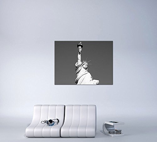 Keilrahmenbild - Statue of Liberty - New York USA - Bild auf Leinwand - 120 x 90 cm - Leinwandbilder - Bilder als Leinwanddruck - Städte & Kulturen - Amerika - USA - Freiheitsstatue in schwarz weiß