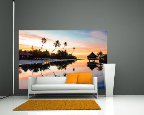 Bilderdepot24 Vlies Fototapete - Tropischer Sonnenuntergang - 75x50 cm - mit Kleister - Poster - Foto auf Tapete - Wandbild - Wandtapete - Vliestapete