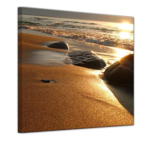 Wandbild - Goldener Strand - Bild auf Leinwand - 60 x 60...