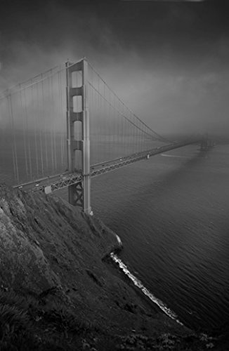 Bilderdepot24 Vlies Fototapete - Golden Gate Bridge - San Francisco - schwarz weiß - 150x230 cm - mit Kleister - Poster - Foto auf Tapete - Wandbild - Wandtapete - Vliestapete