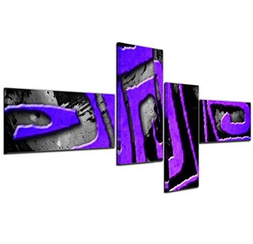 Wandbild - Abstrakte Kunst 16 - violett - Bild auf Leinwand - 200x90cm - 4teilig - Leinwandbilder - Urban & Graphic - Abstrakt - Mäander - modern