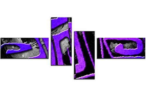 Wandbild - Abstrakte Kunst 16 - violett - Bild auf Leinwand - 200x90cm - 4teilig - Leinwandbilder - Urban & Graphic - Abstrakt - Mäander - modern