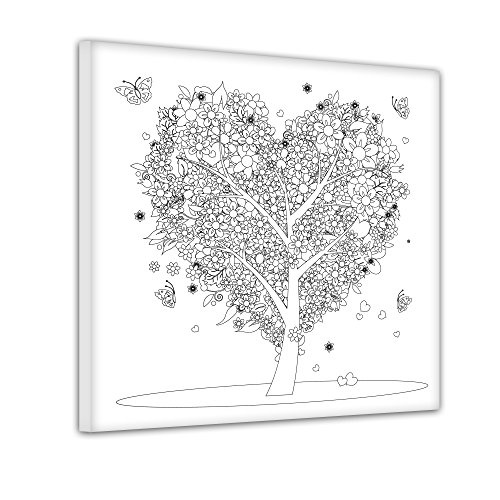 Bilderdepot24 Baum aus Herzen - Ausmalbild auf Leinwand, aufgespannt auf Rahmen - Quadrat-Format - 40x40 cm