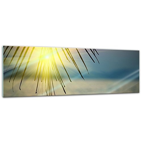 Glasbild - Tropischer Sonnenuntergang - 90 x 30 cm - Deko Glas - Wandbild aus Glas - Bild auf Glas - Moderne Glasbilder - Glasfoto - Echtglas - kein Acryl - Handmade