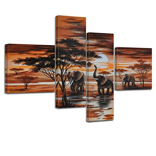 Bilderdepot24 Kunstdruck Elefanten M1 - P210-100x70cm - 4teilig preisgünstig und stilsicher