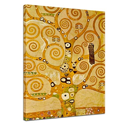 Wandbild Gustav Klimt Lebensbaum - 40x50cm hochkant - Wandbild Alte Meister Kunstdruck Bild auf Leinwand Berühmte Gemälde