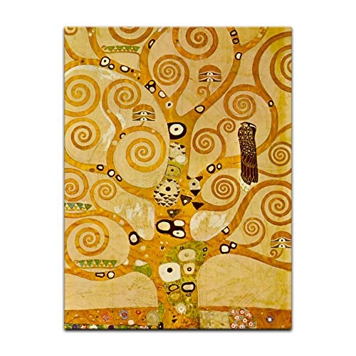 Wandbild Gustav Klimt Lebensbaum - 40x50cm hochkant - Wandbild Alte Meister Kunstdruck Bild auf Leinwand Berühmte Gemälde