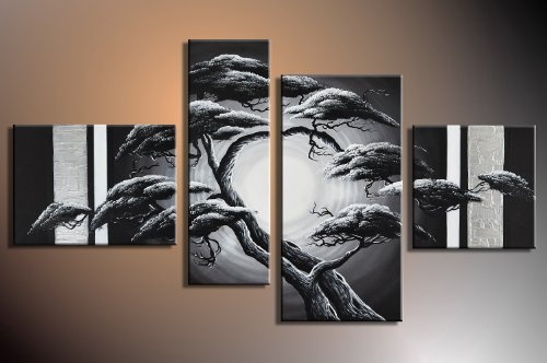 Bilderdepot24 Wandbild - Baum M8 - handgemaltes Leinwandbild 120x70cm 4 teilig 3001