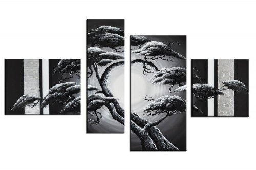 Bilderdepot24 Wandbild - Baum M8 - handgemaltes Leinwandbild 120x70cm 4 teilig 3001