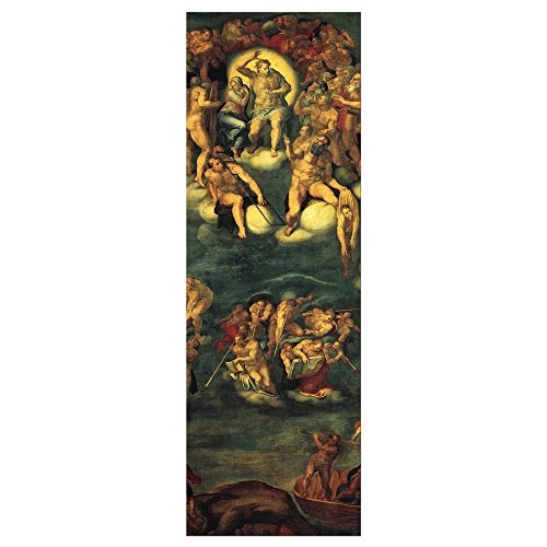 Keilrahmenbild Michelangelo Jüngstes Gericht I - 40x120cm hochkant - Alte Meister Berühmte Gemälde Leinwandbild Kunstdruck Bild auf Leinwand